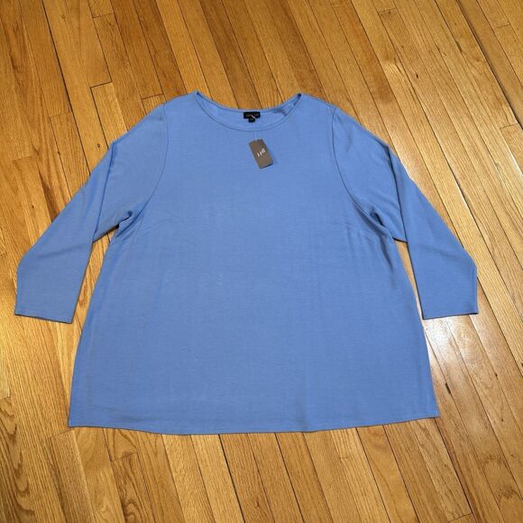J. Jill Wearever Collection Tunic Blouse Top Plus Size 4X Blue Side Slits NEW - Picture 2 of 12